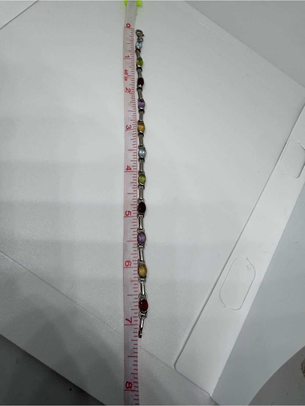925 Sterling Silver Multi Gemstone Bracelet Topaz Garnet Amethyst 7.25" 8.2g - Picture 15 of 17